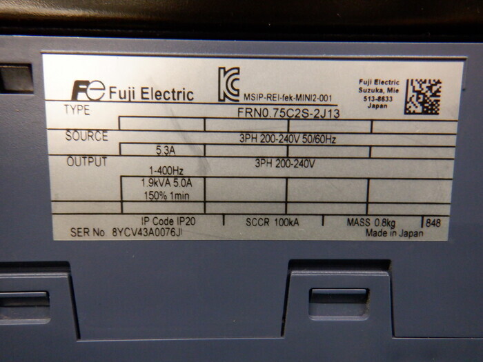 후지 전기 FRN0.75C2S-2J13 인버터 상세 이미지 - ASKINDEX 코리아